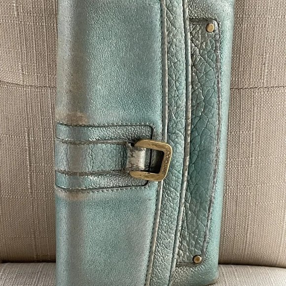 Jimmy Choo Women Wallet Cardholder Blue Leather Wristlet Clutch Purse Made Italy - Picture 3 of 12
